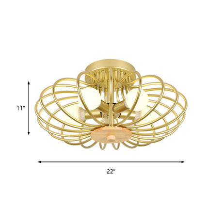 Contemporary Melon Flush Mount Light In Gold - Perfect For Corridors