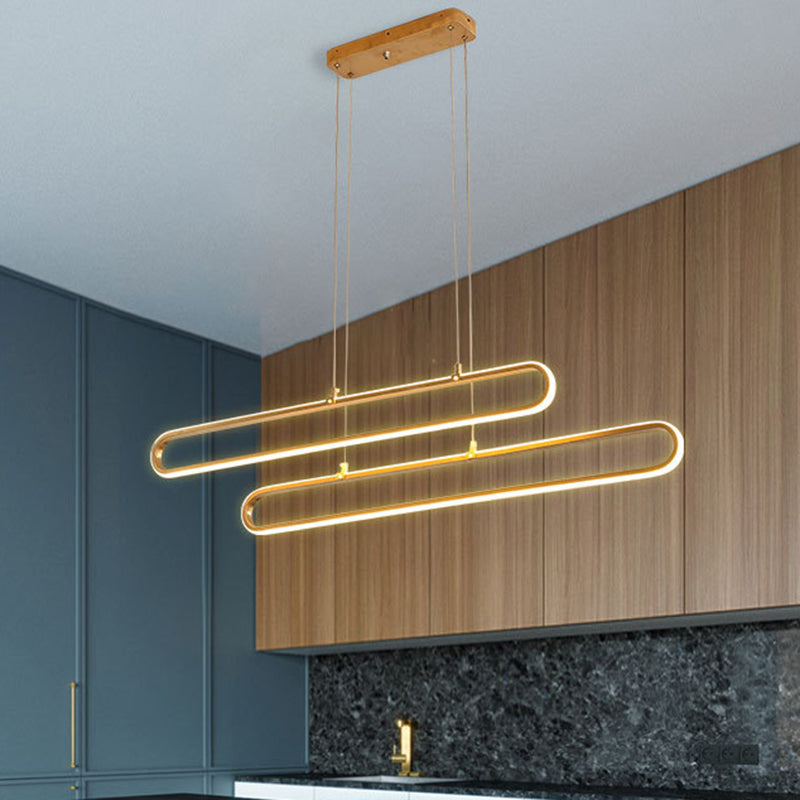 Golden Led Aluminum Island Pendant Light - Modern Elliptical Design Warm/White 39/47 Gold / 39 White