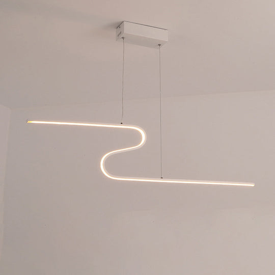 S-Shape Island Pendant Metal Ceiling Lamp In Warm/White Light - Modern Design White / Warm