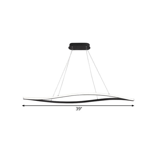 31.5/39 Simple Led Island Lamp With Black Leaf Frame - Ceiling Hang Fixture In Warm/White Light