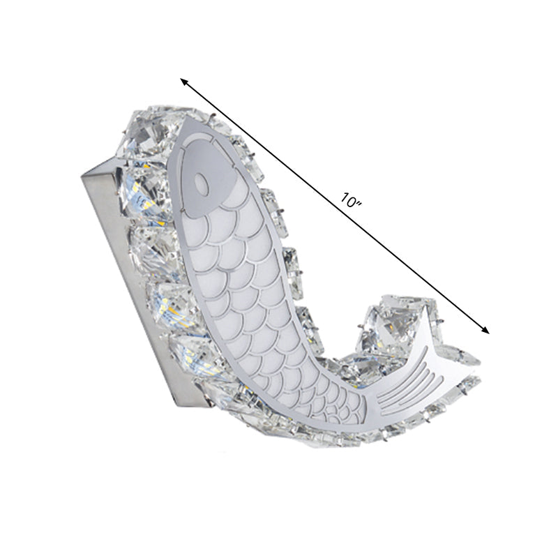 Contemporary Led Wall Sconce With Crystal Block Shade For Bedside Mounting