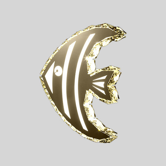 Contemporary Led Stainless-Steel Wall Sconce With Crystal Shade In Warm/White Light For Corridors