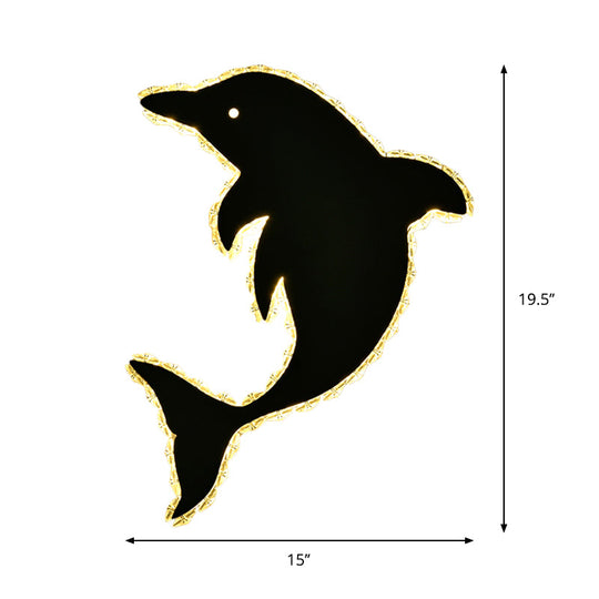 Modern Led Dolphin Crystal Wall Sconce - Stainless Steel Flush Mount Light