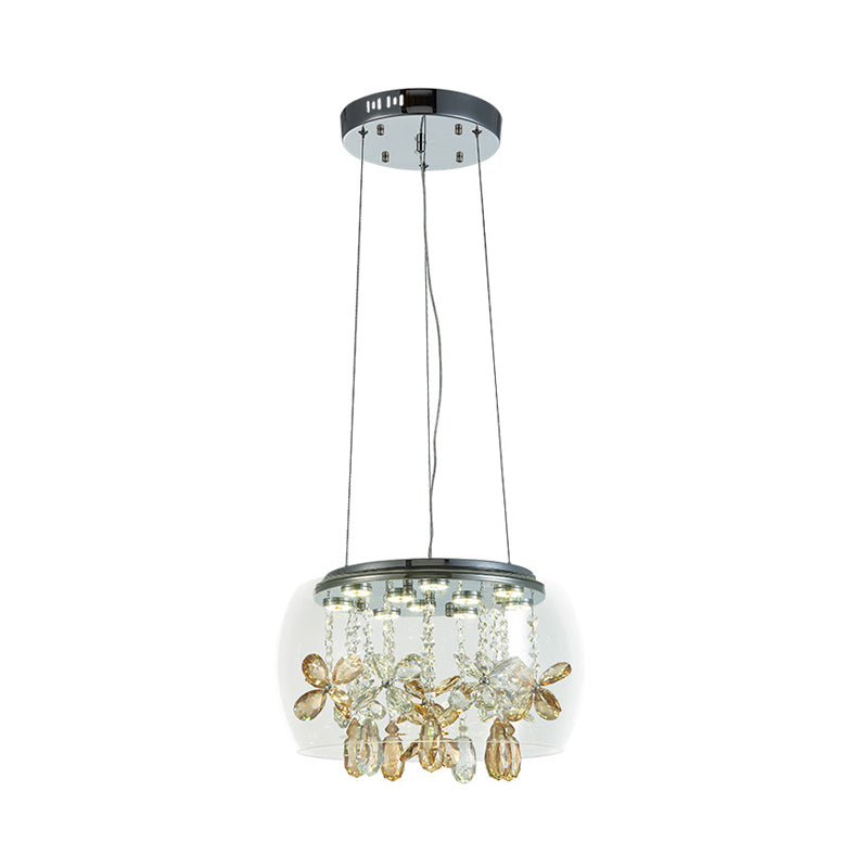 Clear Glass Led Sliver Chandelier: Modernist Bowl Design 14’/16’ Width Dangling Crystal