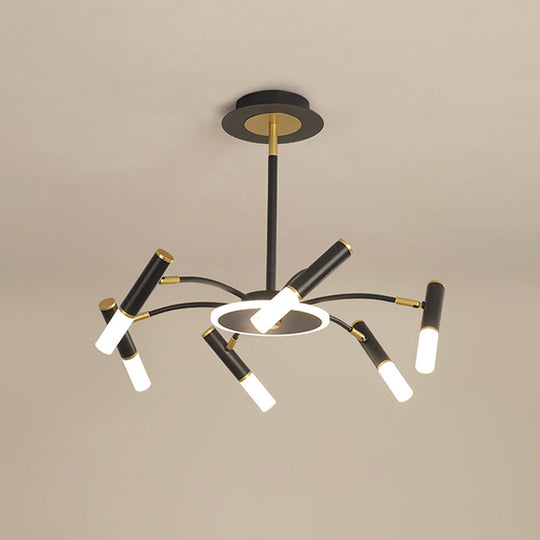 Retro Tube Metallic Chandelier - Black-Gold Suspension Lighting Warm/White Light (6/8/10 Heads)