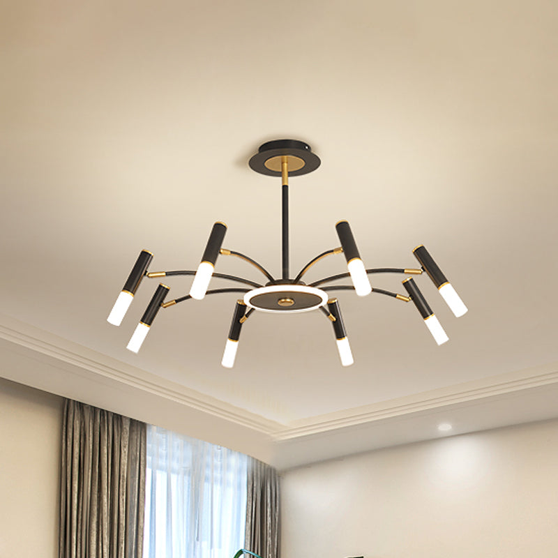 Retro Tube Metallic Chandelier - Black-Gold Suspension Lighting Warm/White Light (6/8/10 Heads)