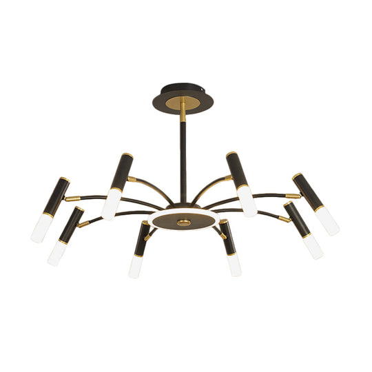 Retro Tube Metallic Chandelier - Black-Gold Suspension Lighting Warm/White Light (6/8/10 Heads)