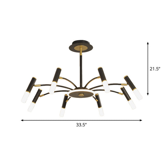Metallic Tube Hanging Chandelier - Retro 6/8/10-Head Black-Gold Warm/White Suspension Lighting