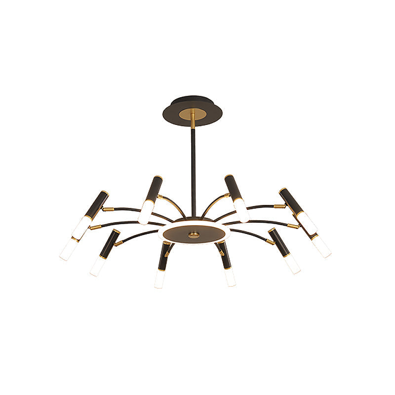 Metallic Tube Hanging Chandelier - Retro 6/8/10-Head Black-Gold Warm/White Suspension Lighting