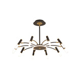 Retro Tube Metallic Chandelier - Black-Gold Suspension Lighting Warm/White Light (6/8/10 Heads)