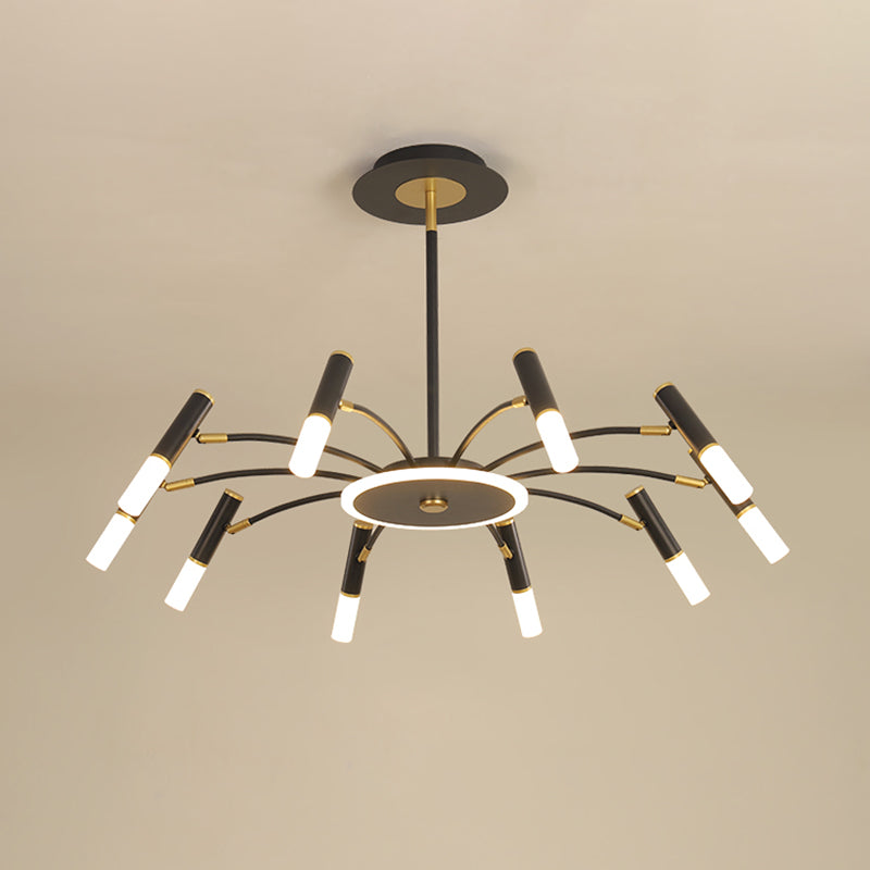 Metallic Tube Hanging Chandelier - Retro 6/8/10-Head Black-Gold Warm/White Suspension Lighting