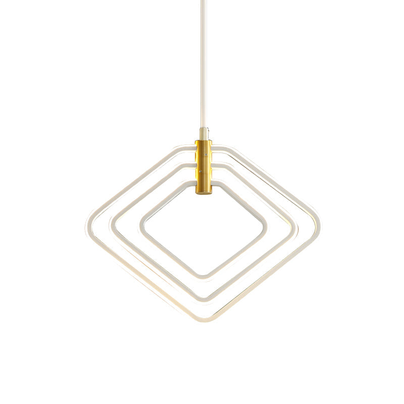 Modern Rhombus Chandelier Lamp - 13’/16’ W Led Ceiling Pendant Light For Dining Room Black/White