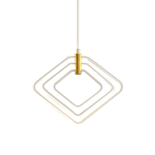 Modern Rhombus Chandelier Lamp - 13’/16’ W Led Ceiling Pendant Light For Dining Room Black/White