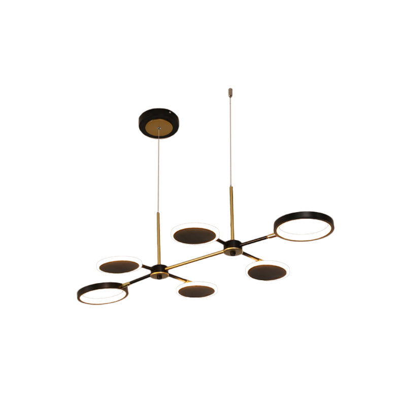 Retro Island Ceiling Lamp: 6 Bulbs Black/Gold Metallic Shade Warm/White Light