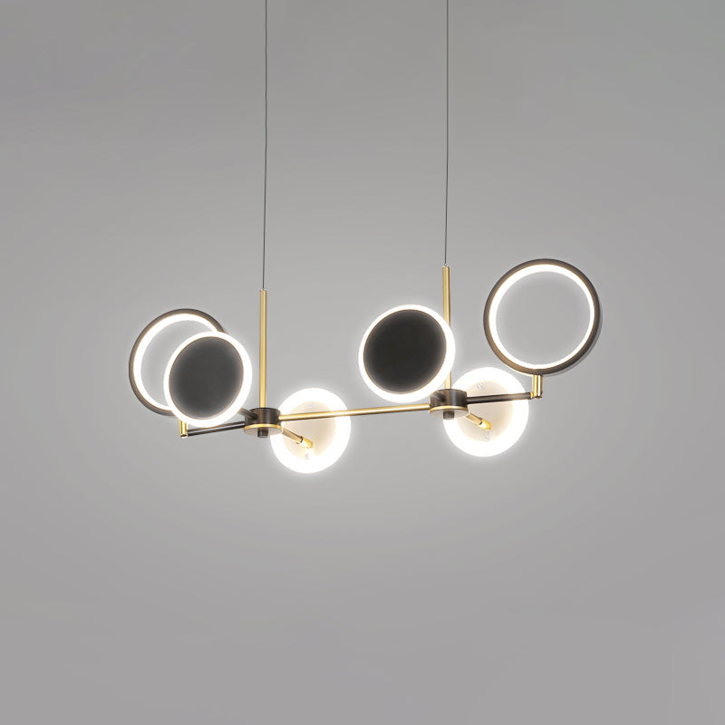 Retro Island Ceiling Lamp: 6 Bulbs Black/Gold Metallic Shade Warm/White Light
