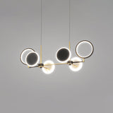 Retro Island Ceiling Lamp: 6 Bulbs Black/Gold Metallic Shade Warm/White Light