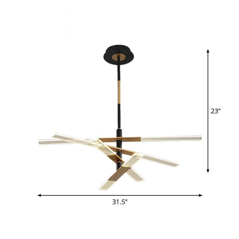 Modern Led Pendant Chandelier In Black-Gold Warm/White Light - 31.5’/35.5’ Wide