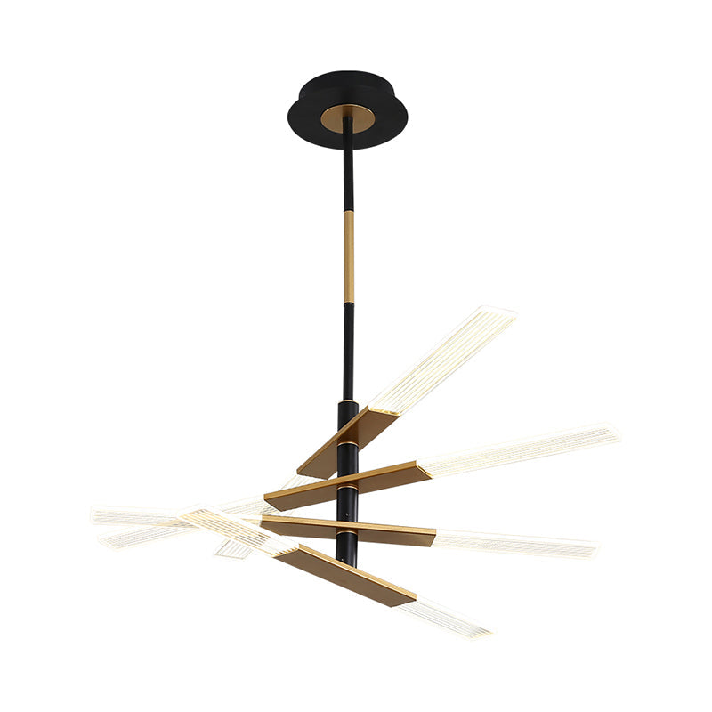 Modern Led Pendant Chandelier In Black-Gold Warm/White Light - 31.5’/35.5’ Wide