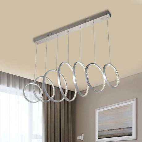 Modern Chrome Hoops Pendant Ceiling Light With Led Ideal For Kitchen