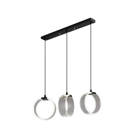 Retro Style Acrylic Circle Pendant Light With 3 Black Multi Bulbs And Linear Canopy