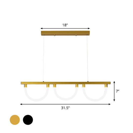Contemporary Black/Gold Kitchen Island Lamp - Acrylic Semicircle Design (3 Lights)