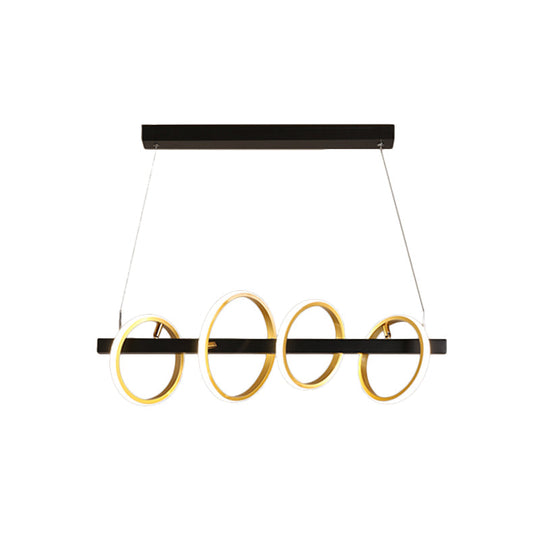 Gold Metal Ceiling Pendant With Simple Circles Design - 4/5 Heads Warm/White Light For Dining Room