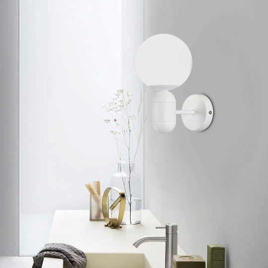 Metal Capsule Sconce Light With Globe Shade - Macaron Style Wall Lamp