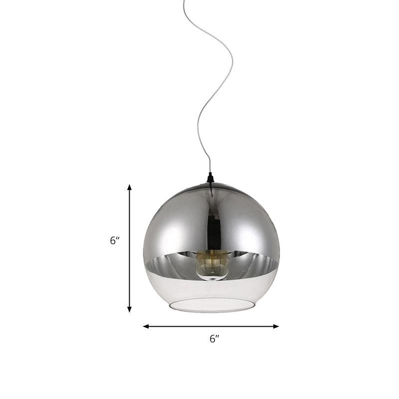 Post-Modern Glass Globe Pendant Light - 6’/8’/10’ Width 1 Sliver Finish