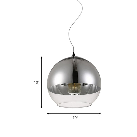 Post-Modern Glass Globe Pendant Lighting - 6/8/10W 1 Light Sliver Finish