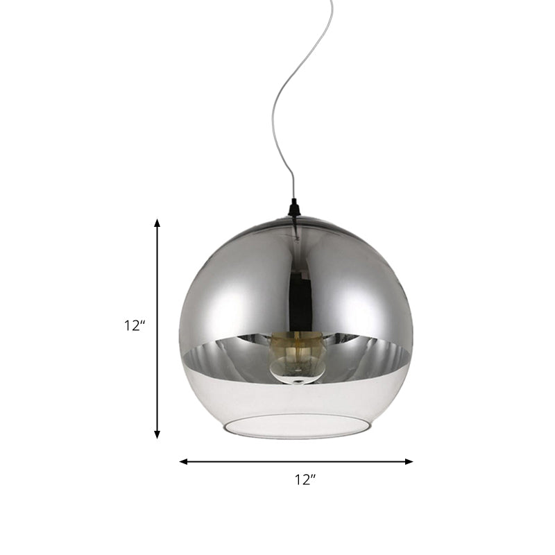 Post-Modern Glass Globe Pendant Light - 6’/8’/10’ Width 1 Sliver Finish