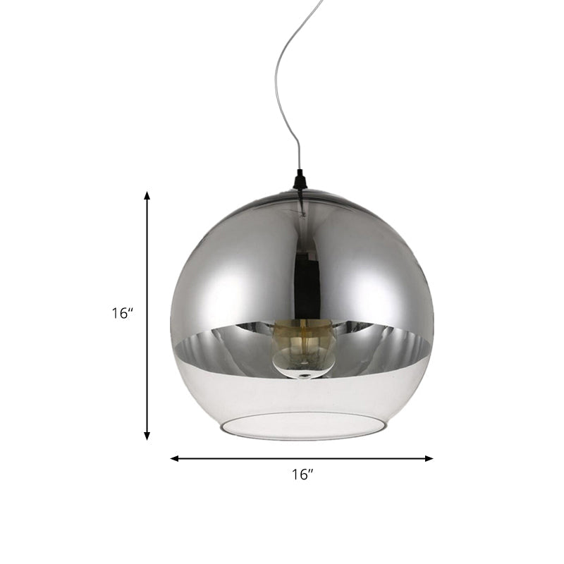 Post-Modern Glass Globe Pendant Light - 6’/8’/10’ Width 1 Sliver Finish