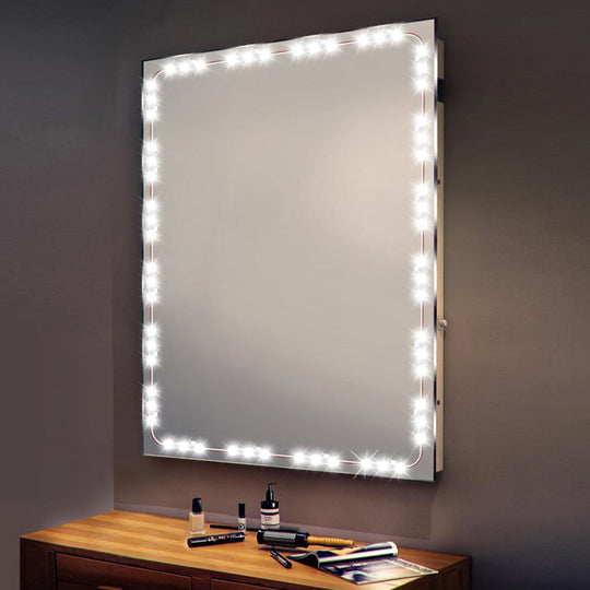Contemporary White Led Vanity Strip Light: Plastic Linear Make-Up Lighting For Dressing Room