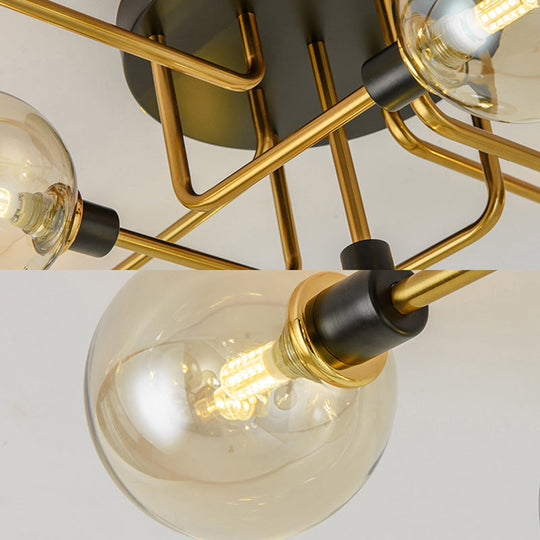 Modern Multi - Head Ceiling Lamp With Glass Metal Sphere Shade For Hotels