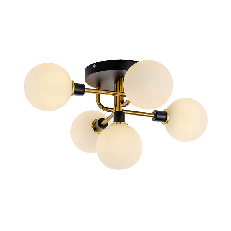 Modern Multi - Head Ceiling Lamp With Glass Metal Sphere Shade For Hotels