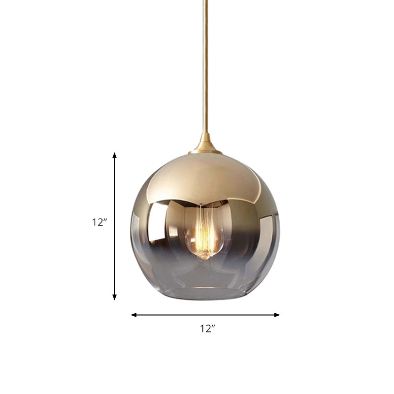 Contemporary Gold Glass Globe Pendant Light With Fading Shade - 1 In 8/10/12 Widths