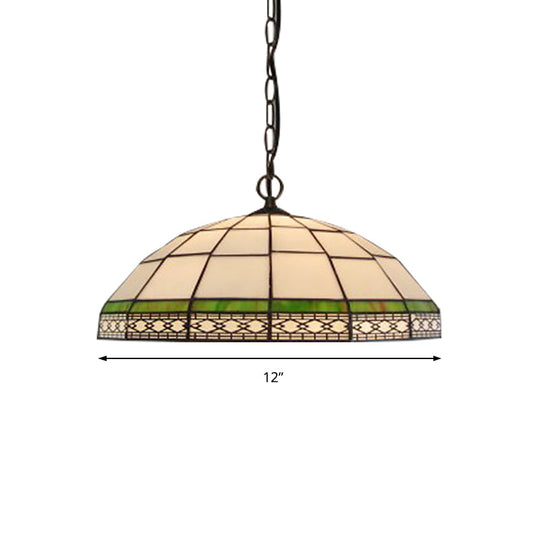 Blue/Green Tiffany Hand Cut Glass Pendant Light - Elegant Drop Bowl Suspension For Living Room
