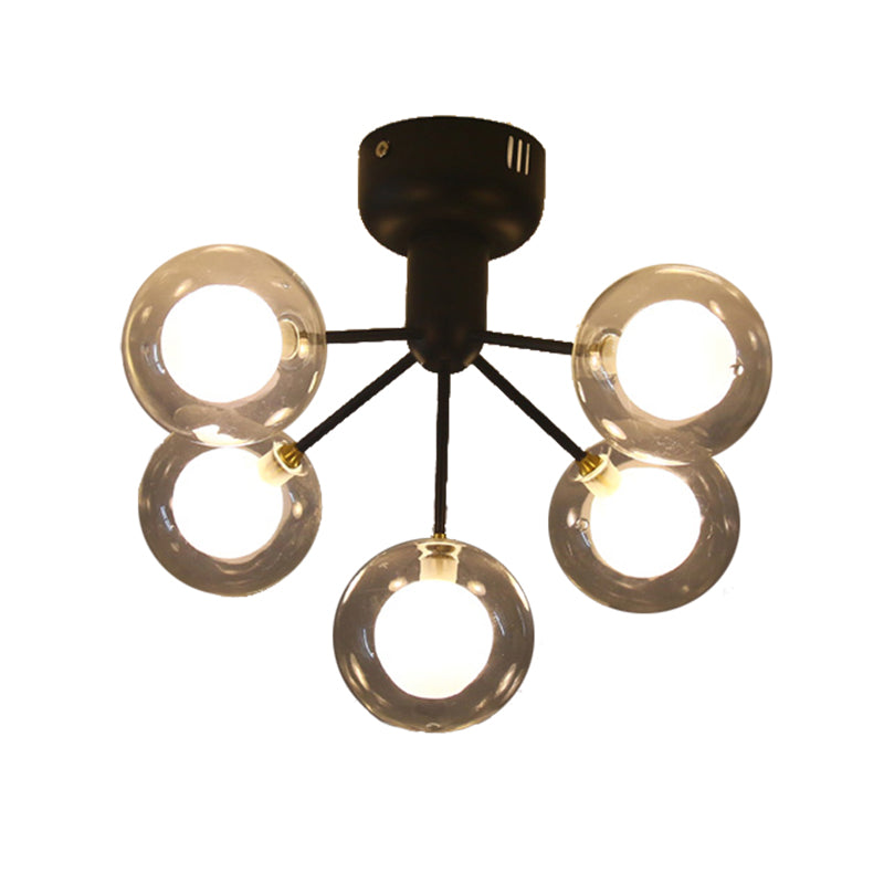Modern 5 - Light Glass Semi - Flush Ceiling Lamp For Foyer And Hallway