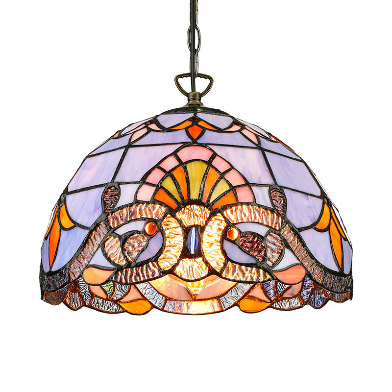 Tiffany Pendant Lighting For Kitchen Island - Sky Blue/Dark Blue Stained Glass Floral Ceiling