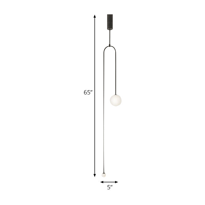 Modern Black Pendant Light For Living Room With Global Glass Shade - 48/64 Length