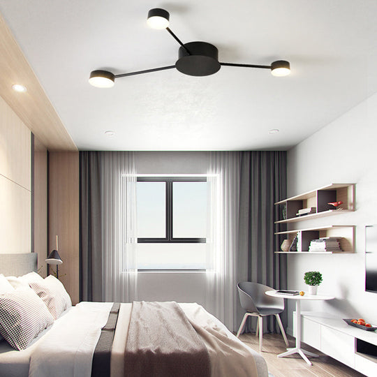 Modern Black Semi Flush Ceiling Light For Child’s Bedroom With Drum Shade 3 /
