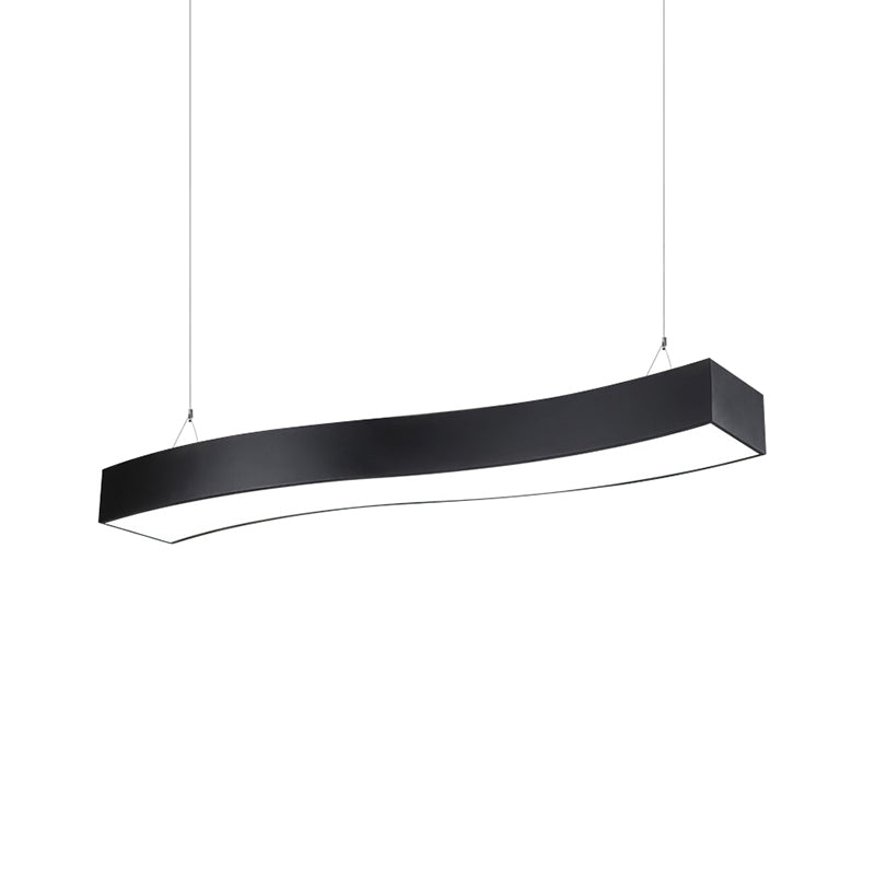Modern Led Metal Wave Pendant Lamp With Recessed Diffuser - Black Multiple Sizes Available