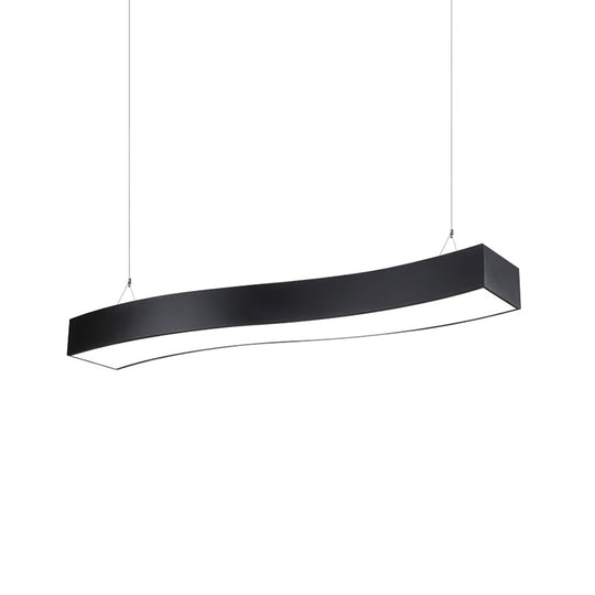 Modern Led Metal Wave Pendant Lamp With Recessed Diffuser - Black Multiple Sizes Available