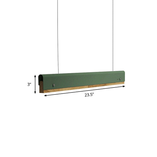 Modern Wood And Metal Pendant Light - Rectangle Shape 23.5/35.5/47 Wide 1 White/Pink/Yellow Colo(U)R