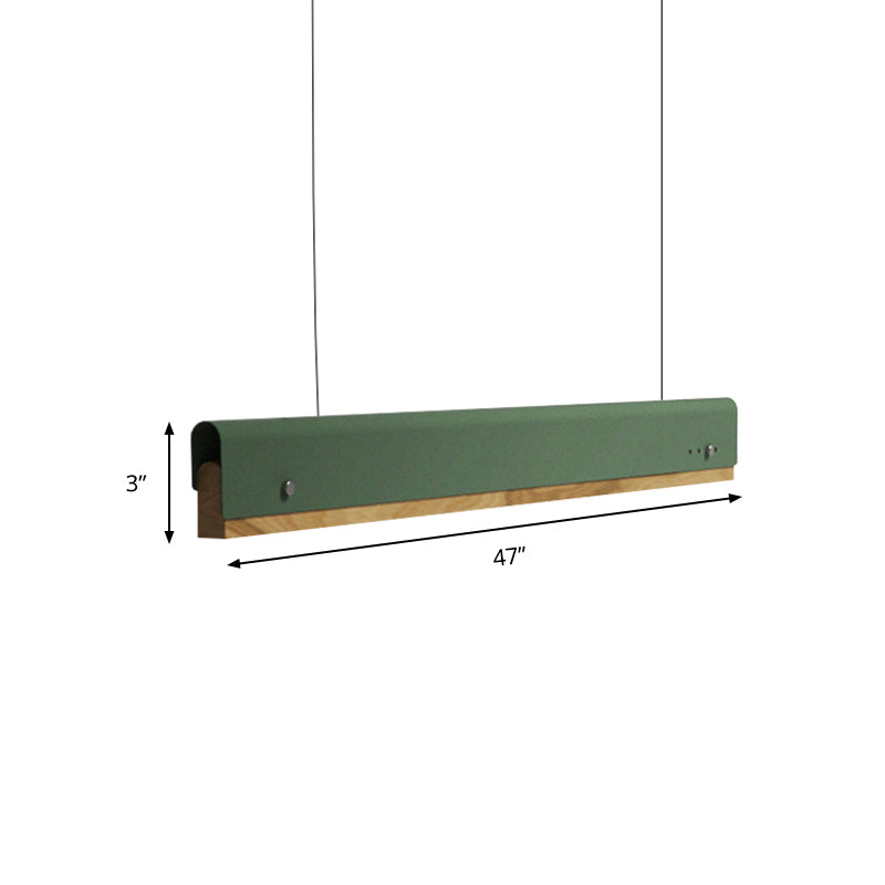 Modern Wood And Metal Rectangle Ceiling Pendant Light - 23.5’/35.5’/47’ Wide 1