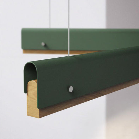 Modern Wood And Metal Rectangle Ceiling Pendant Light - 23.5’/35.5’/47’ Wide 1