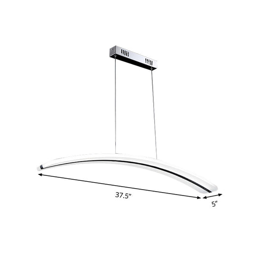 Modern Acrylic Arc Pendant Light Kit - Led Ceiling Fixture In Warm/White/Natural 37.5’ Wide