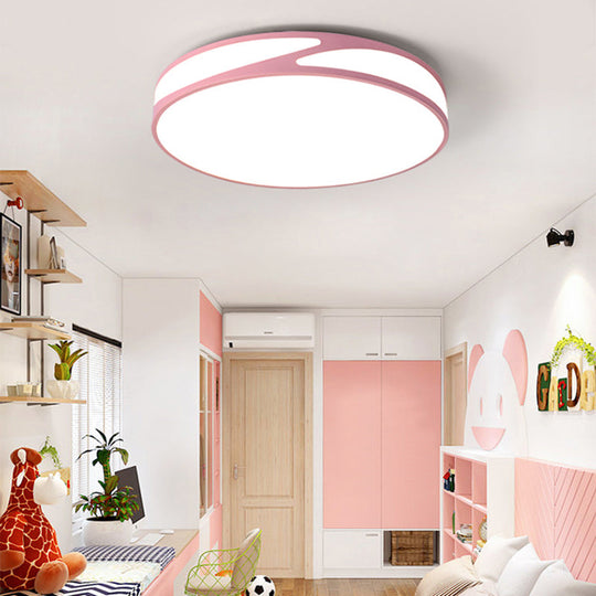 Macaron Style Acrylic Ceiling Lamp - Candy Colored Flush Light For Offices Pink / 14
