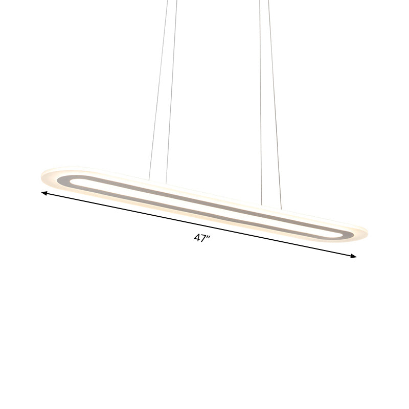 Modern Oval Led Ceiling Pendant Light Kit In Warm/White/Natural 16’/23.5’/31.5’ Wide