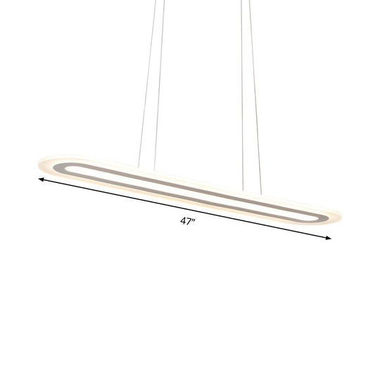 Simplicity Led Acrylic Hanging Lamp Kit - White Oval Ceiling Pendant In Warm/White/Natural Light