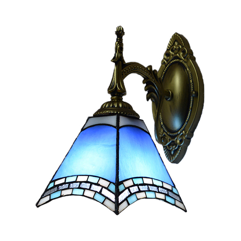 Tiffany Pyramid Stained Glass Sconce Lamp - Green/Blue/Yellow